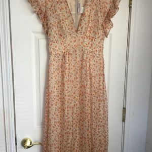 Floral Maxi Dress in Cream and Orange